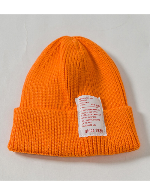 Fashion Orange 1980 Labeling Knitted Wool Cap Children (48-52)