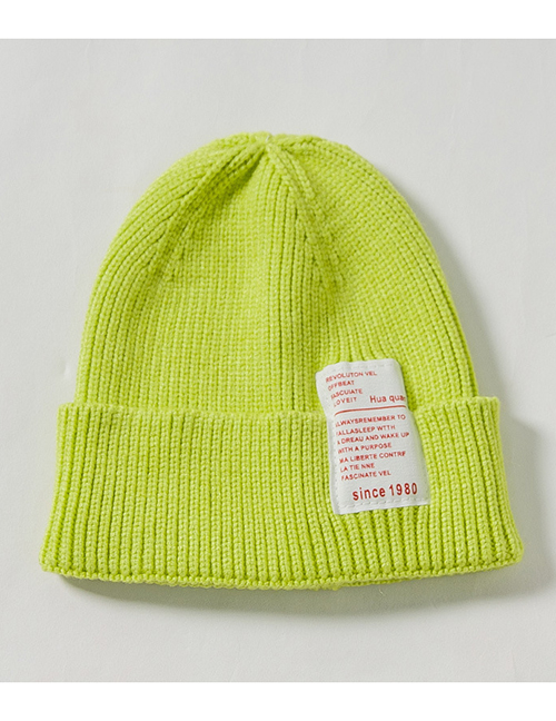 Fashion Avocado Green 1980 Labeling Knitted Wool Cap Children (48-52)
