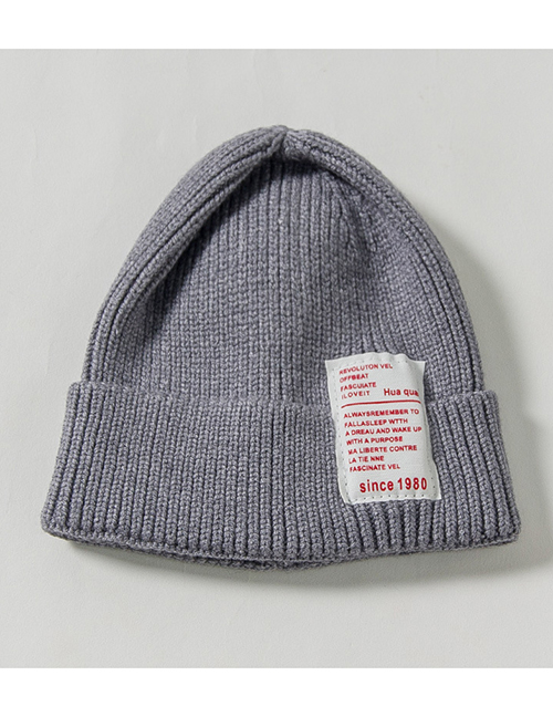 Fashion Gray 1980 Labeling Knitted Wool Cap Children (48-52)