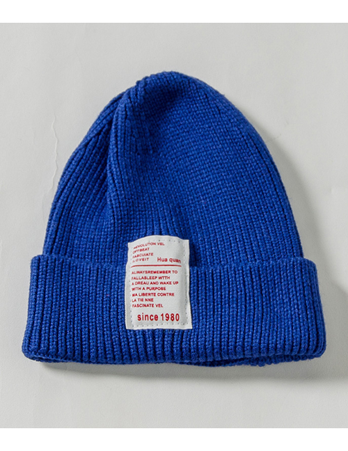 Fashion Royal Blue 1980 Labeling Knitted Wool Cap Children (48-52)