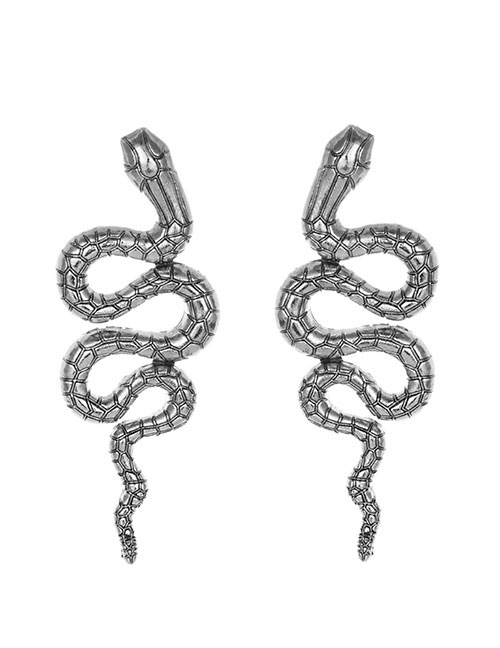 Fashion Silver Alloy Long Snake Earring