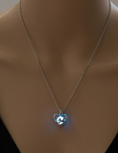 Fashion White K+ Sky Blue Fox Love Heart Shaped Necklace