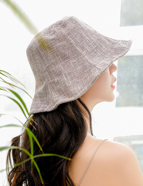 Fashion Coffee Color Sunscreen Linen Folding Fisherman Hat