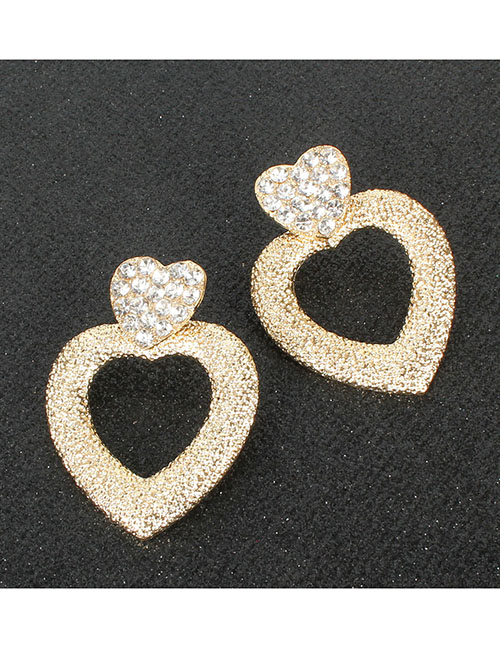 Fashion Gold Love Alloy Micro-studded Hollow Earrings