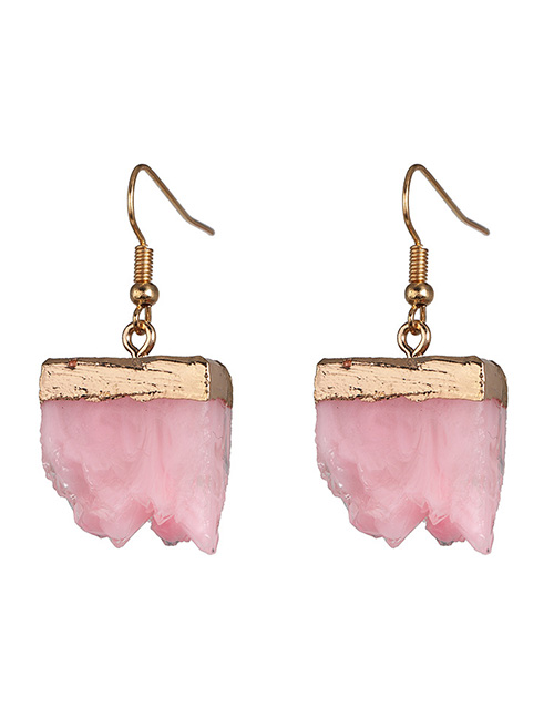 Fashion Pink Inlaid Cluster Crystal Earrings Plastic Geometric Earrings