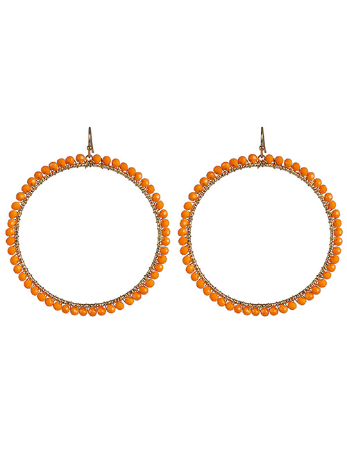 Fashion Orange Full Diamond Round Bead Earrings