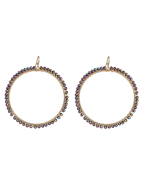 Fashion Ab Color Full Diamond Round Bead Earrings