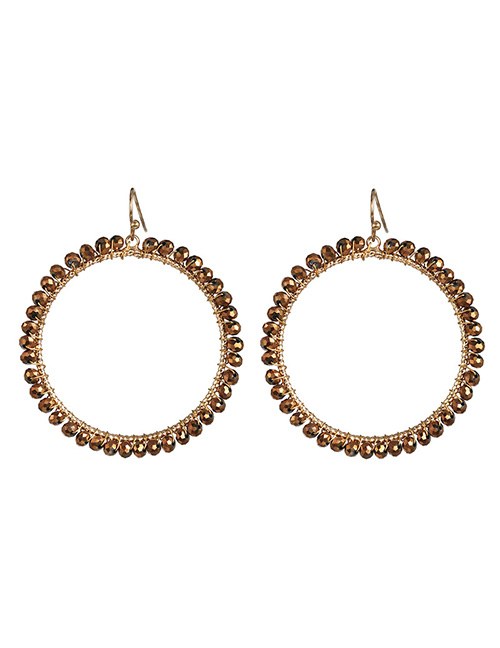 Fashion Gold Full Diamond Round Bead Earrings