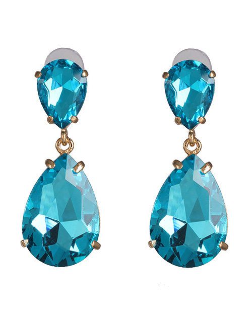 Fashion Lake Blue Crystal Glass Diamond Earrings