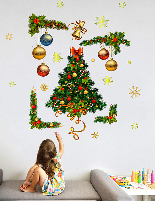 Fashion Color Christmas Ball Christmas Tree Wall Sticker