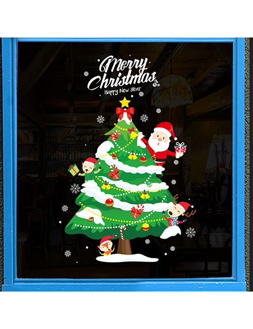 Fashion Color Christmas Tree Santa Claus Wall Sticker