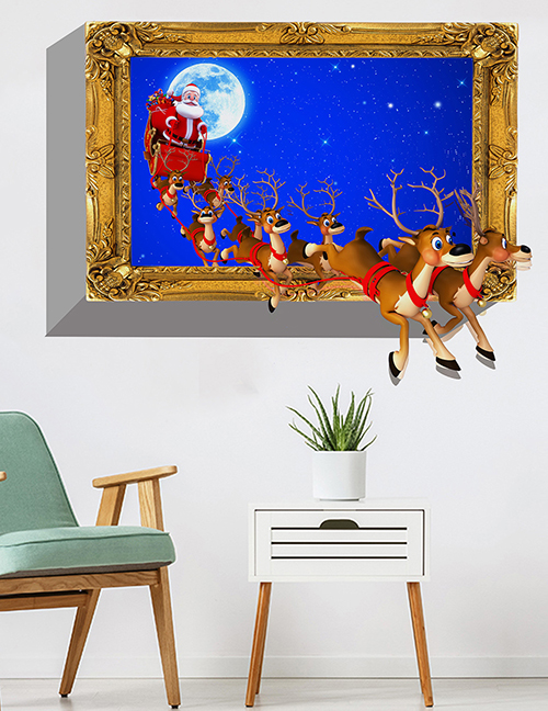 Fashion Color 3d Three-dimensional Christmas Deer Fake Window Wall Sticker