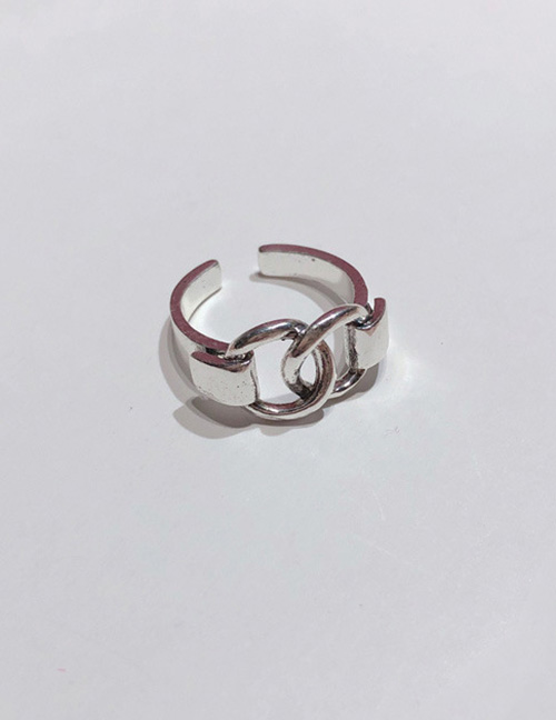 Fashion Silver Style Five Geometric Wave Star Open Ring