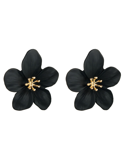 Fashion Black Alloy Flower Earrings