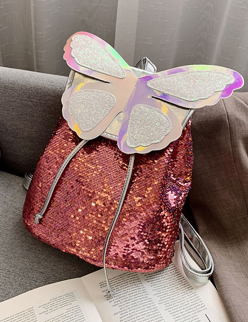 Fashion Red Butterfly Sequin Backpack