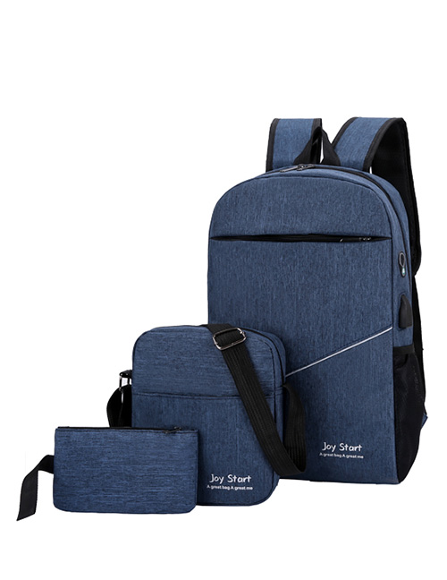 Fashion Blue Letter Shoulder Bag Three-piece