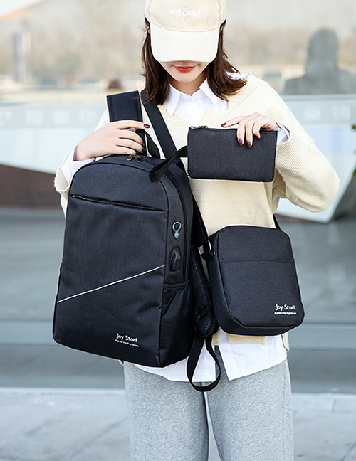 Fashion Black Letter Shoulder Bag Three-piece