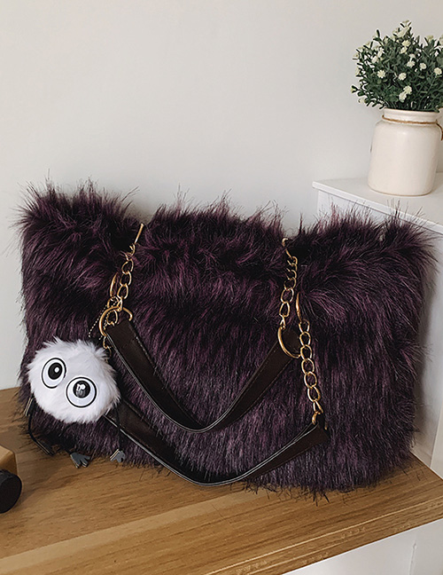 Fashion Purple Fleece Chain Shoulder Bag