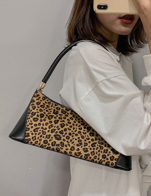 Fashion Leopard Scrub Splicing Shoulder Messenger Bag