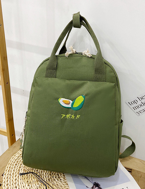 Fashion Green Embroidered Fruit Backpack