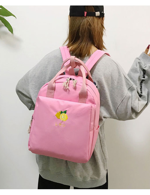 Fashion Pink Embroidered Fruit Backpack
