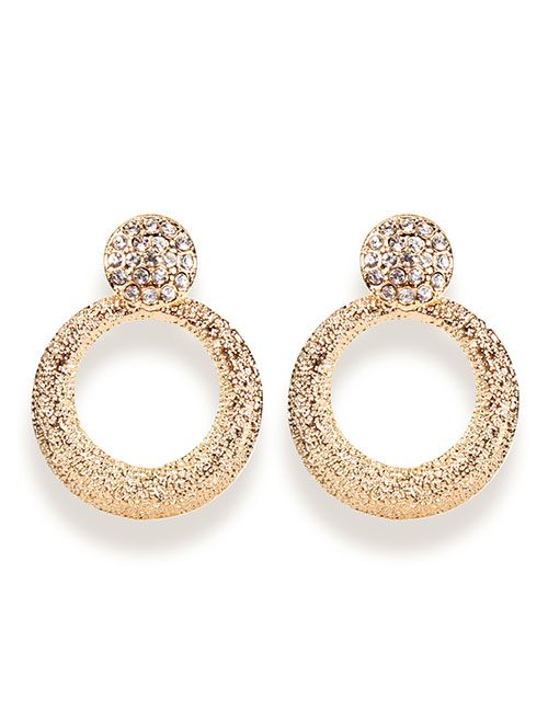 Fashion Gold Z Alloy Geometric Diamond Earrings