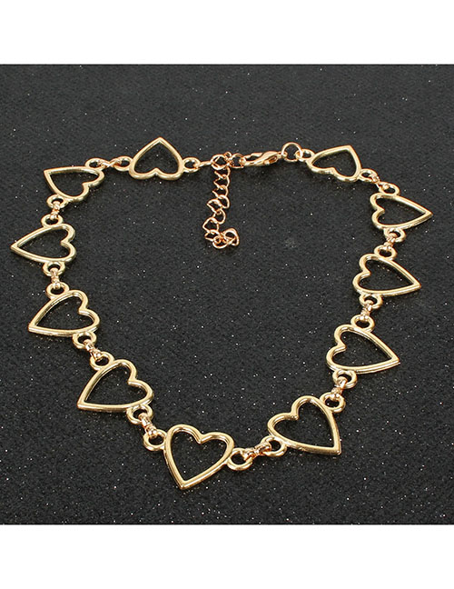 Fashion Gold Heart-shaped Hollow Chain Geometric Necklace