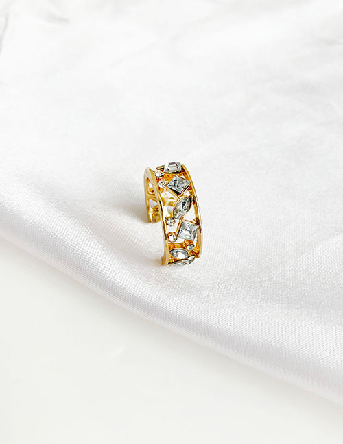 Fashion Gold Alloy Diamond Pierced Ring