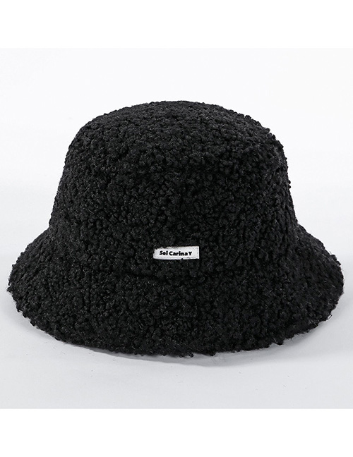 Fashion Black Lamb Hair Thickening Fisherman Hat