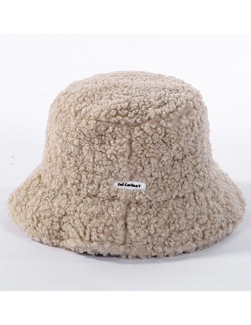 Fashion Beige Lamb Hair Thickening Fisherman Hat