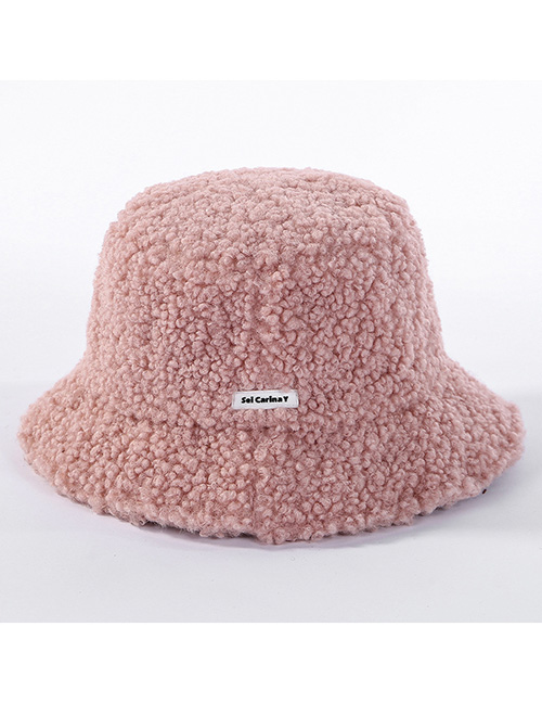 Fashion Pink Lamb Hair Thickening Fisherman Hat