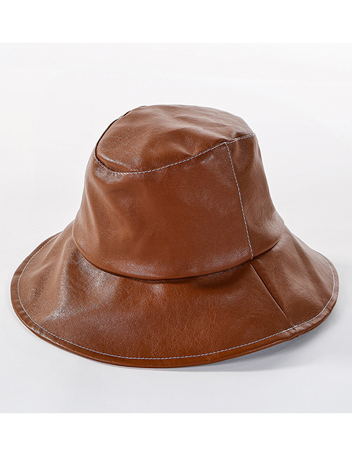 Fashion Brown Light Board Leather U Fisherman Hat