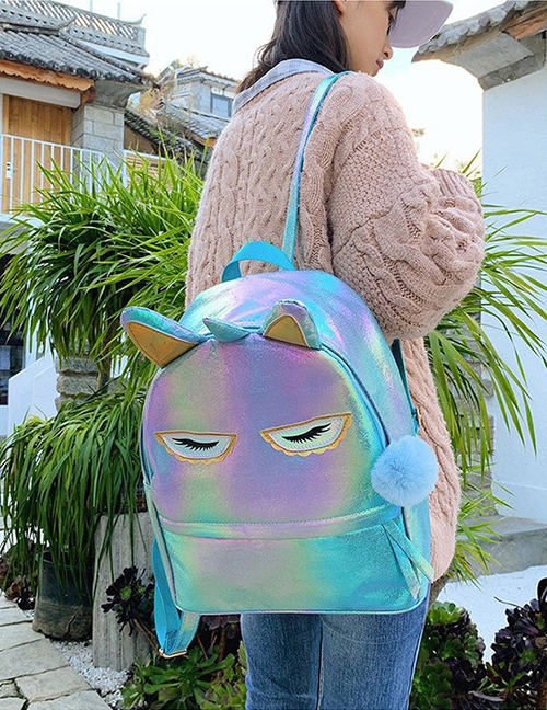 Fashion Blue Laser Sequin Cartoon Unicorn Backpack
