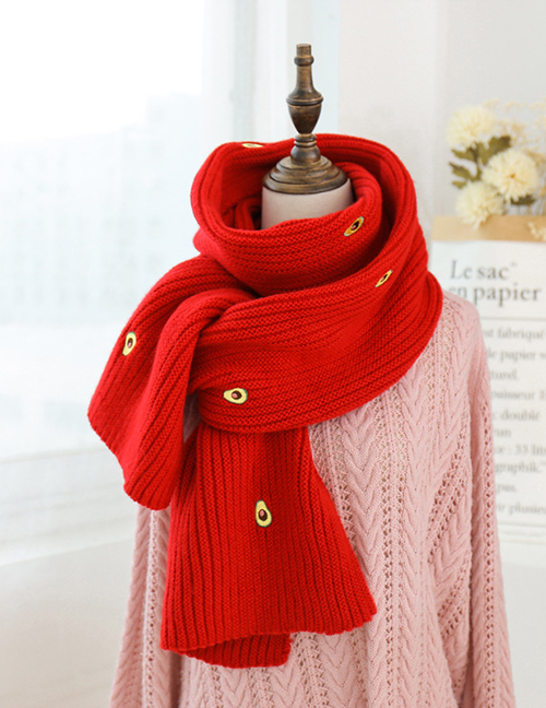 Fashion Red Knitted Avocado Wool Collar