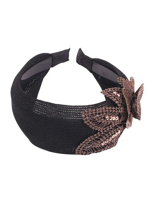 Fashion Black Mesh Embroidery Flower Headband