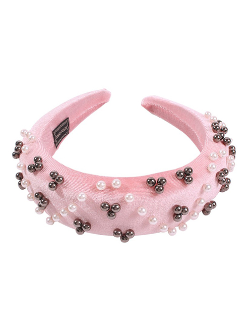 Fashion Pink Corduroy Pearl Headband