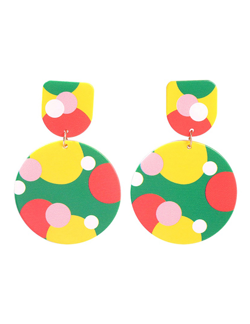 Fashion Round Resin Color Matching Geometric Earrings
