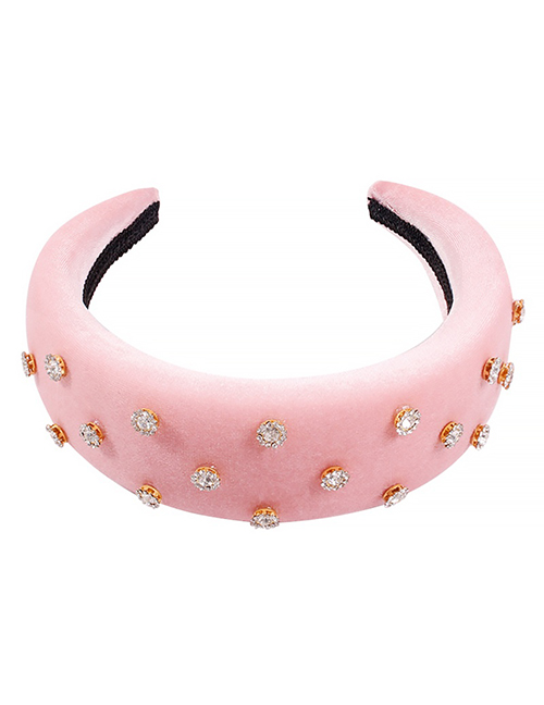 Fashion Pink Corduroy Rhinestone Headband