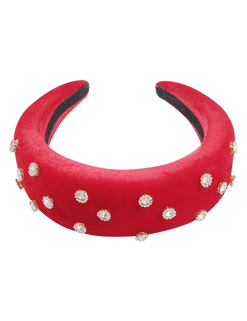 Fashion Big Red Corduroy Rhinestone Headband