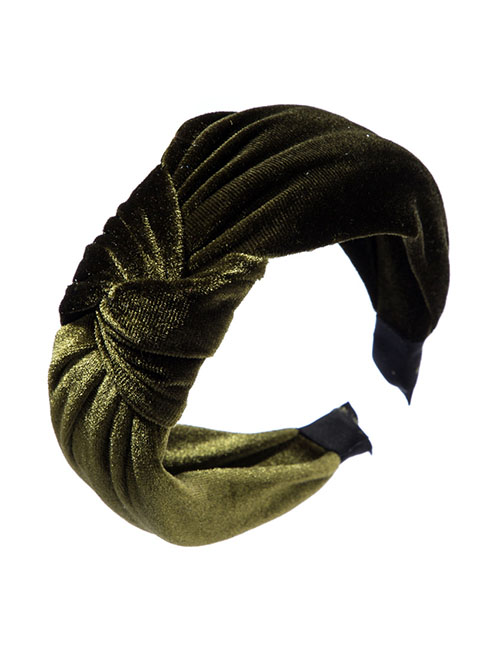Fashion Green Gold Velvet Cloth Knotted Bow Large Wide-brimmed Headband