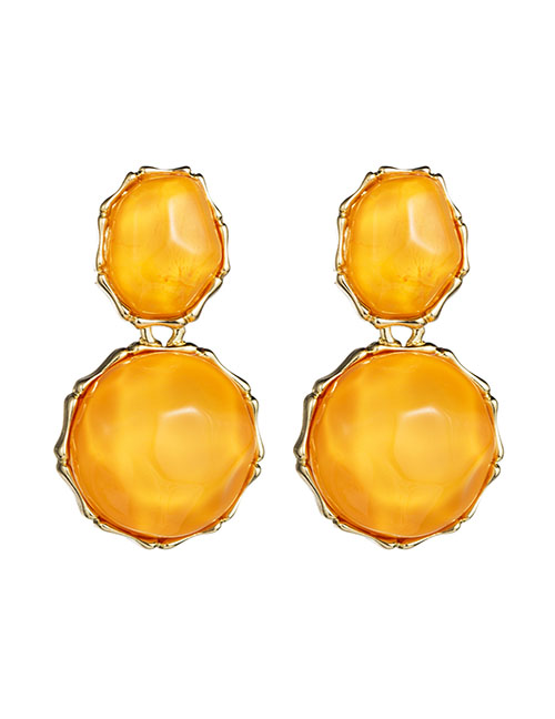 Fashion Yellow Geometric Alloy Gemstone Earrings