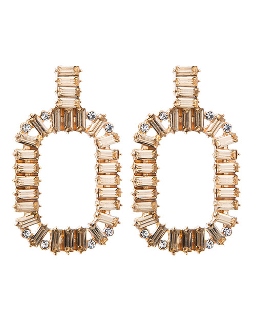 Fashion Gold Alloy Diamond Square Acrylic Earrings