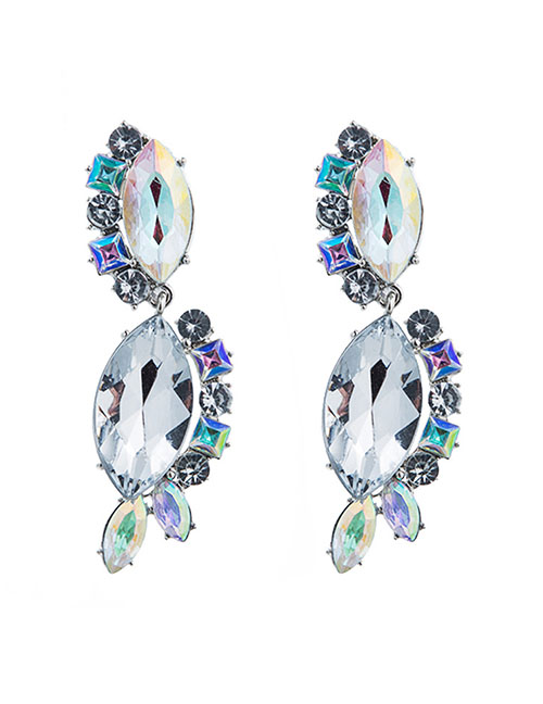 Fashion White Multi-layer Acrylic Diamond Earrings