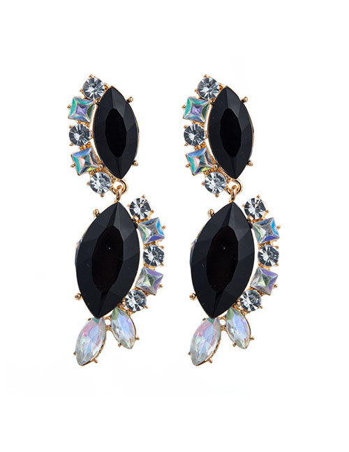 Fashion Black Multi-layer Acrylic Diamond Earrings
