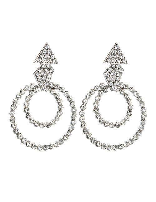 Fashion White Geometric Alloy Diamond Earrings