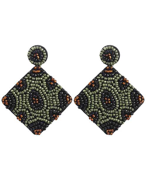 Fashion Green Rice Beads Diamond Earrings