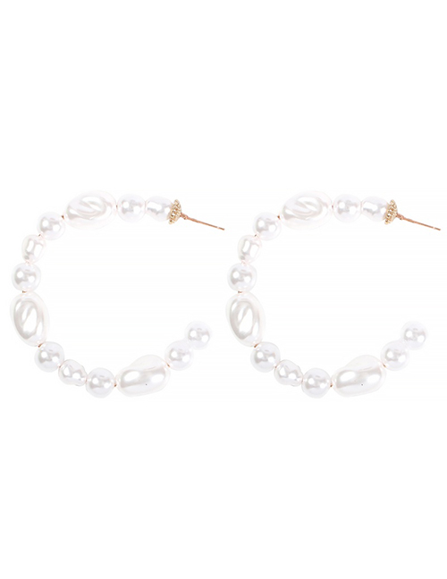 Fashion Pearl White Alloy Pearl C-shaped Earrings