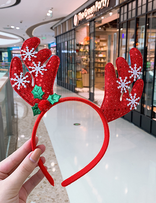 Fashion Red Snowflake Antlers Christmas Gift Headband
