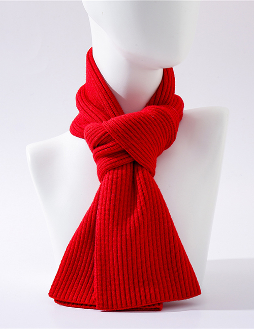 Fashion Red Wool Knit Short Scarf
