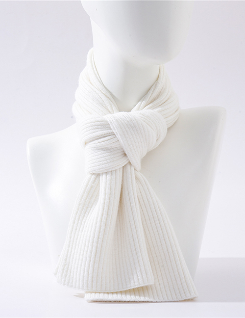 Fashion Milk White Wool Knit Short Scarf